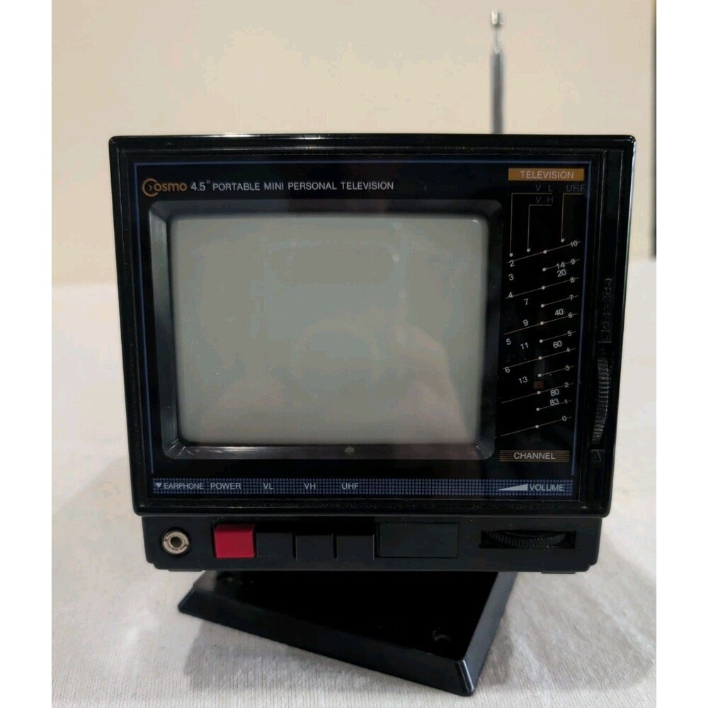 Cosmo 4.5” Vintage TV Antenna Black & White  Retro Portable Television UNTESTED